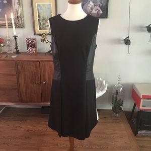 Lauren Ralph Lauren Black Leather Panel Dress